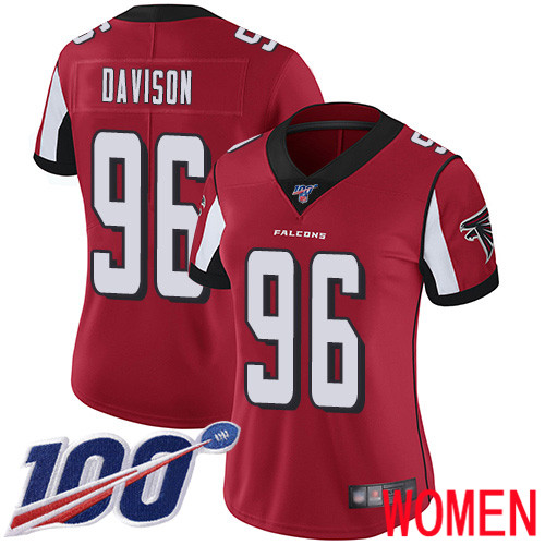 Atlanta Falcons Limited Red Women Tyeler Davison Home Jersey NFL Football #96 100th Season Vapor Untouchable->women nfl jersey->Women Jersey